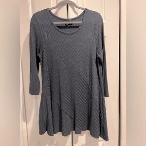 Navy Blue, Stretchy, Long Sleeve , Ribbed Tunic / Shirt